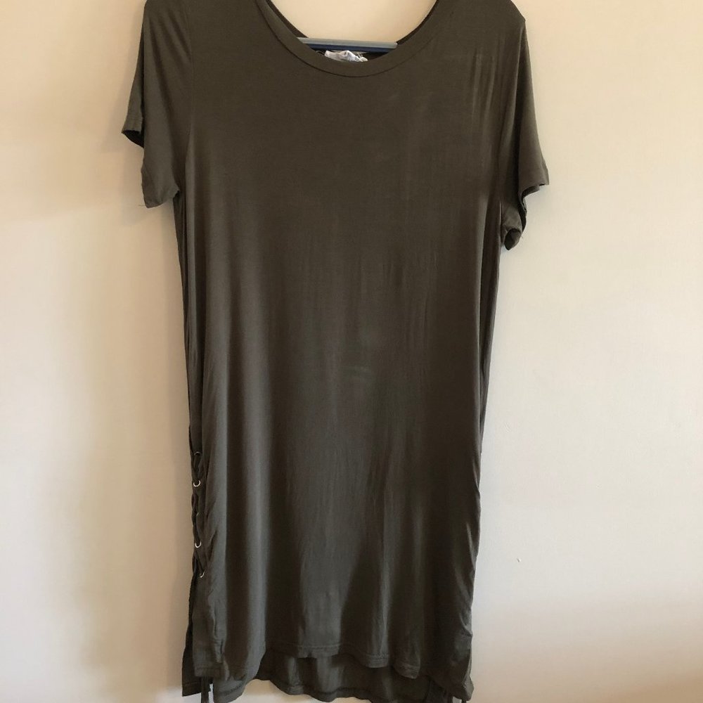 Army Green T-Shirt Dress